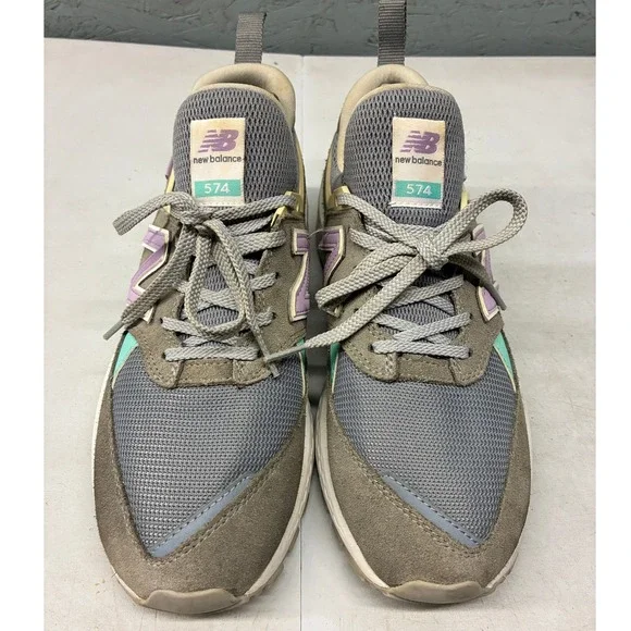 New Balance Women's 9 574 Sport Fresh Foam Grey Purple Teal Sneakers Running - Picture 4 of 16